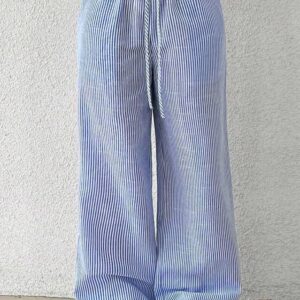 מכנסיים פסים תכלת לבן
