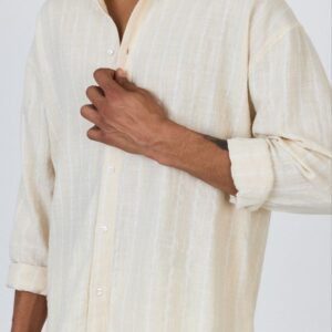 מכופתרת פשתן פסים לבנים