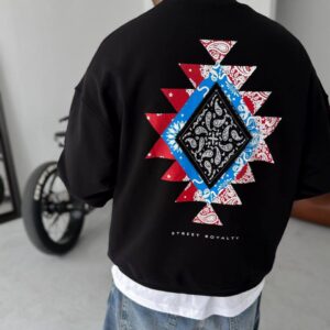 סווטשירט אוברסייז סטייל בנדנה לגבר