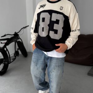 סווטשירט אוברסייז שרוולים משולבים לגבר