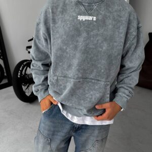 סווטשירט סטון וואש עם כיסים