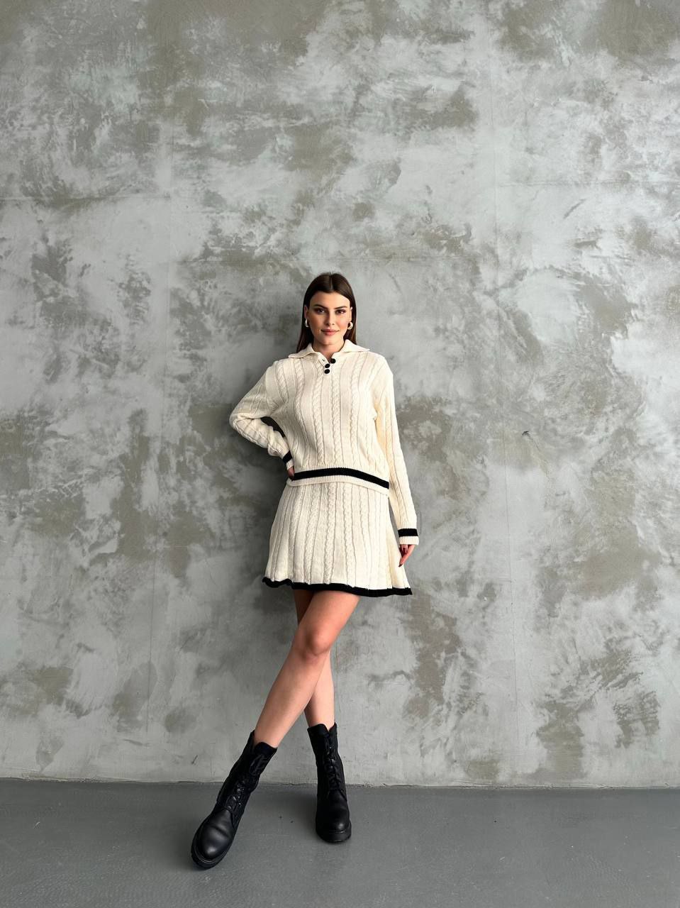 סט חצאית וחולצה סרוגים – תמונה 5